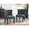 TINA'S HOME Modern Fabric Armless Accent Chairs Set Of 2, Upholstered Fabric Button Single Sofa Chair With Wooden Legs For Living Room, Comfy Tufted Bedroom Chairs For Dining Room (Navy) -Amazon Store 51NnFYtZPxL