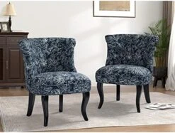 TINA'S HOME Modern Fabric Armless Accent Chairs Set Of 2, Upholstered Fabric Button Single Sofa Chair With Wooden Legs For Living Room, Comfy Tufted Bedroom Chairs For Dining Room (Navy) -Amazon Store 51NnFYtZPxL. AC