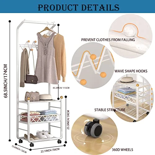 Oroonoko 3-in-1 Entryway Hall Tree Stand Coat Rack With Shoe Storage And Hooks For Entryway Living Room,Bathroom,Hallway 4 Oroonoko 3-in-1 Entryway Hall Tree Stand Coat Rack With Shoe Storage And Hooks For Entryway Living Room,Bathroom,Hallway - Image 2