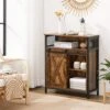 VASAGLE Buffet Cabinet, Sideboard With Open Compartment, Sliding Barn Door, 27.6”L X 11.8”W X 31.5”H, Industrial Rustic Brown And Black ULSC089B01 2 VASAGLE Buffet Cabinet, Sideboard With Open Compartment, Sliding Barn Door, 27.6”L X 11.8”W X 31.5”H, Industrial Rustic Brown And Black ULSC089B01 -Amazon Store 51NrqMWMj1L