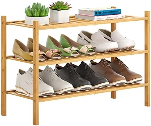 FILWH Bamboo Shoe Rack Stackable Shoe Shelf Storage Organizer For Unit Entryway Hallway And Closet Sturdy Freestanding Shoe Shelf Natural (3 Tier) 13 FILWH Bamboo Shoe Rack Stackable Shoe Shelf Storage Organizer For Unit Entryway Hallway And Closet Sturdy Freestanding Shoe Shelf Natural (3 Tier) - Image 11
