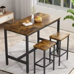 AWQM Bar Table Set,5 Pcs Dining Table Set,Counter Height Table With 4 Chairs,Industrial Kitchen Table And Chairs For 4, Wood Pub Table Set, Dining Room Table Set For Small Spcace,Beige -Amazon Store 51OBFK1BLCL. AC