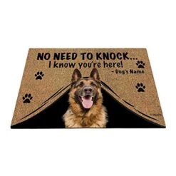 BAGEYOU Personalized Dog's Name Doormat With My Love Dog German Shepherd Welcome Floor Mat No Need To Knock I Know You're Here 27.5" X 17.7"