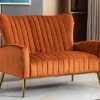 Artechworks Tufted Contemporary Velvet Wingback HighBack Loveseat Sofa Chair Upholstered Couch With Gold Metal Legs Two-Seat Sofa For Living Room Bedroom Apartment Small Space Dorm, Caramel Color -Amazon Store 51ODCVEiAgL