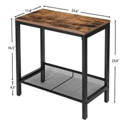HOOBRO Side Tables, Set Of 2 Narrow Nightstands, Industrial End Table With Flat Or Slant Adjustable Mesh Shelf For Small Spaces, Stable Metal Frame And Easy Assembly, Rustic Brown And Black BF24BZ01 -Amazon Store 51OOg7q0svL
