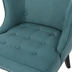 GDFStudio Aria | Occasional Chair | Wing Back | Nail Head Accents | Button Tufted | Corded | Fabric In Dark Teal -Amazon Store 51OOvEOMEKL