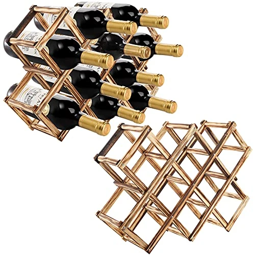 ZEAYEA 2 Pack Wood Wine Bottle Holder, Foldable Countertop Wine Rack With 20 Bottles, Free Standing Wine Storage Rack Display Shelf For Home, Kitchen, Bar, Cabinet, Pantry 3 ZEAYEA 2 Pack Wood Wine Bottle Holder, Foldable Countertop Wine Rack With 20 Bottles, Free Standing Wine Storage Rack Display Shelf For Home, Kitchen, Bar, Cabinet, Pantry