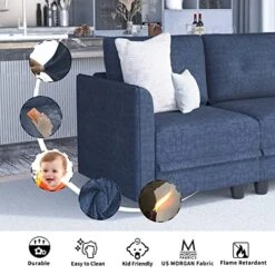 LLappuil Modular Sectional Couch With Reversible Chaise, Modern L Shaped Sofa Left/Right Corner Couch Modular Sofa With Storage Seat, Denim Blue -Amazon Store 51OTSpMBfmL 1