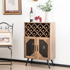 Double Door Kitchen Storage Buffet Sideboard With Wine Rack And Glass Shelf Dining Cabinet -Amazon Store 51OTy49dlPL