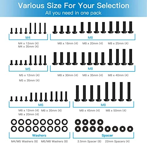 Universal TV Mounting Hardware Kit Fits Most TVs Up To 80 Inches, VESA Wall Mount M4, M5, M6, M8 Screws, Spacers And Washers, Works With Most TV/Monitor Mounts, PGUHP2, Black 4 Universal TV Mounting Hardware Kit Fits Most TVs Up To 80 Inches, VESA Wall Mount M4, M5, M6, M8 Screws, Spacers And Washers, Works With Most TV/Monitor Mounts, PGUHP2, Black - Image 2