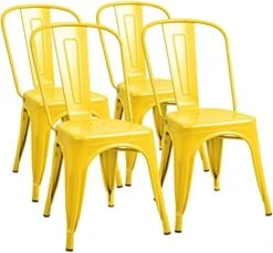 Furmax Metal Dining Chair Indoor-Outdoor Use Stackable Classic Trattoria Chair Chic Dining Bistro Cafe Side Metal Chairs Set Of 4 (Red) -Amazon Store 51OZUSEJPwL. AC