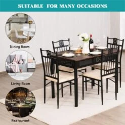 Tangkula 5 Pieces Dining Table And Chairs Set, Vintage Retro Wood Top Metal Frame Padded Seat Dining Table Set Home Kitchen Dining Room Furniture -Amazon Store 51OmD4XK5nL