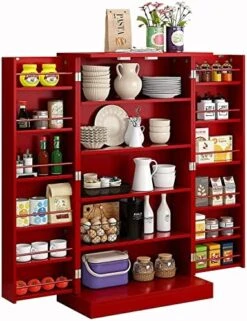 NAFIDE 41" Farmhouse Kitchen Pantry, Storage Cabinet With Doors And Adjustable Shelves For Kitchen, Living Room And Dinning Room (Red) -Amazon Store 51On4QGRgiL. AC
