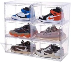 Attelite Large Clear Shoe Box Plastic Stackable, Shoe Containers Shoe Storage Organizer Box With Magnetic Door, Side Open Shoe Box For Display Sneakers, Easy Assembly,6 Pack -Amazon Store 51OvQUjqLqL. AC