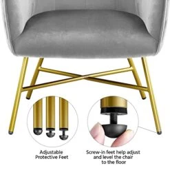 Topeakmart Modern Accent Barrel Chair Living Room Chair Velvet Accent Armchair With Metal Legs For Living Room Bedroom Home Office Grey 13 Topeakmart Modern Accent Barrel Chair Living Room Chair Velvet Accent Armchair With Metal Legs For Living Room Bedroom Home Office Grey -Amazon Store 51Oy4s2CGqL