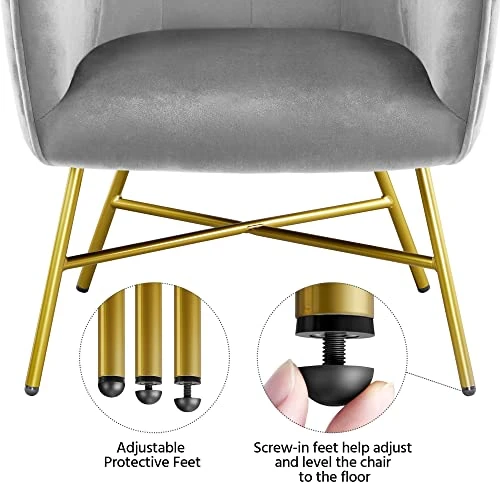 Topeakmart Modern Accent Barrel Chair Living Room Chair Velvet Accent Armchair With Metal Legs For Living Room Bedroom Home Office Grey 6 Topeakmart Modern Accent Barrel Chair Living Room Chair Velvet Accent Armchair With Metal Legs For Living Room Bedroom Home Office Grey - Image 4