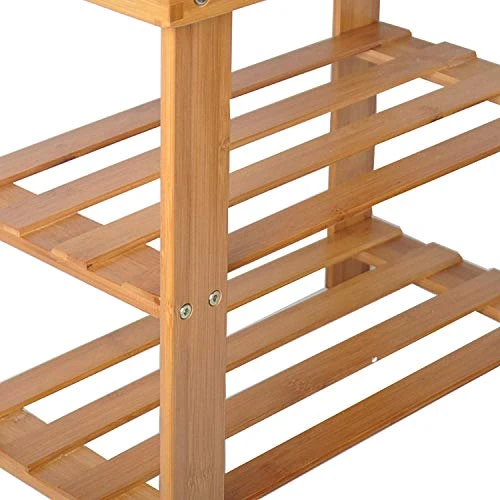 Dporticus 2-Tier Bamboo Shoe Bench Rack Shoe Storage Organizer Seat Entryway Hallway Furniture 19.7" X 10.6" X 17.5" (L X W X H) For Small Apartments 6 Dporticus 2-Tier Bamboo Shoe Bench Rack Shoe Storage Organizer Seat Entryway Hallway Furniture 19.7" X 10.6" X 17.5" (L X W X H) For Small Apartments - Image 4