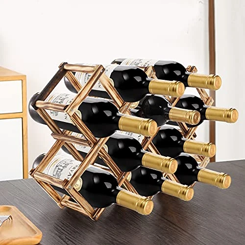 ZEAYEA 2 Pack Wood Wine Bottle Holder, Foldable Countertop Wine Rack With 20 Bottles, Free Standing Wine Storage Rack Display Shelf For Home, Kitchen, Bar, Cabinet, Pantry 7 ZEAYEA 2 Pack Wood Wine Bottle Holder, Foldable Countertop Wine Rack With 20 Bottles, Free Standing Wine Storage Rack Display Shelf For Home, Kitchen, Bar, Cabinet, Pantry - Image 5