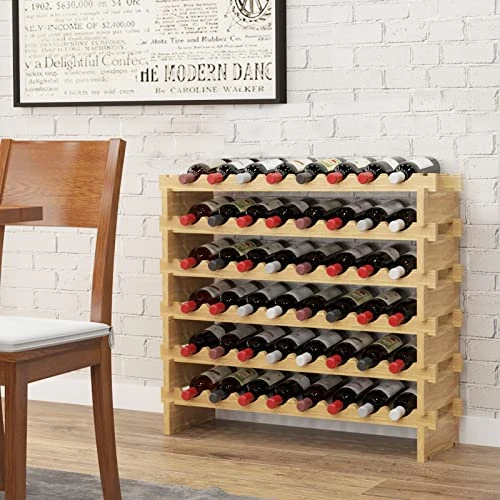 SogesHome Wine Rack Wood Storage Rack Stand, 48 Bottles Holder, 6 Tier Stackable Wine Storage Organizer Free Standing, Natural Color 4 SogesHome Wine Rack Wood Storage Rack Stand, 48 Bottles Holder, 6 Tier Stackable Wine Storage Organizer Free Standing, Natural Color - Image 2