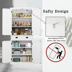 HLR 72" Freestanding Kitchen Pantry Storage Cabinet With Doors And Adjustable Shelves, Pantry Cupboard Cabinet For Kitchen, Bathroom Or Hallway, White -Amazon Store 51PHXfYL2EL