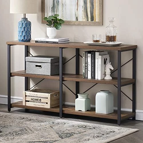 GRELO HOME Foyer Tables For Entryway, Rustic Narrow Console Table For Living Room, 3-Tier Industrial Sofa Table, 39 Inch Gray Oak 13 GRELO HOME Foyer Tables For Entryway, Rustic Narrow Console Table For Living Room, 3-Tier Industrial Sofa Table, 39 Inch Gray Oak - Image 11