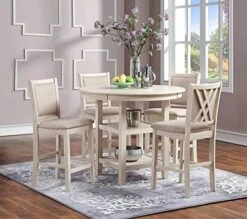 New Classic Furniture Amy 5-Piece Counter Dining Table Set, Bisque -Amazon Store 51PPWu371aL. AC