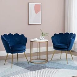 ZJhome Modern Accent Velvet Chairs Set Of 2 Comfy Upholstered Vanity Chairs For Bedroom Shell-Shaped Armchair Dining Chairs With Golden Metal Legs Desk Chair Makeup Chairs For Living Room(Beige) -Amazon Store 51PPhKbbIBL. AC