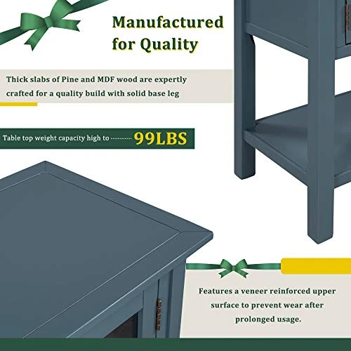 LUMISOL Rustic Buffet Sideboard Table Console Table, Kitchen Cabinet With Two Drawers, Two Cabinets And 1 Shelf For Living Room (Blue) 7 LUMISOL Rustic Buffet Sideboard Table Console Table, Kitchen Cabinet With Two Drawers, Two Cabinets And 1 Shelf For Living Room (Blue) - Image 5