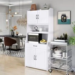 Bellemave Kitchen Pantry Storage Cabinet With Doors And Adjustable Shelves Freestanding Buffet With Hutch Microwave Stand With Drawer For Home&Office, White 15 Bellemave Kitchen Pantry Storage Cabinet With Doors And Adjustable Shelves Freestanding Buffet With Hutch Microwave Stand With Drawer For Home&Office, White -Amazon Store 51PRS7wkoeL