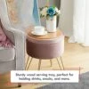 Ornavo Home Modern Round Velvet Storage Ottoman Foot Rest Vanity Stool/Seat With Gold Metal Legs & Tray Top Coffee Table - Blush -Amazon Store 51PS88DVjUL
