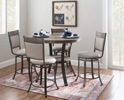 Powell Pewter Metal And Rustic Wood Counter Height 5 Piece Set Franklin Dining -Amazon Store 51PS9VWlRYL