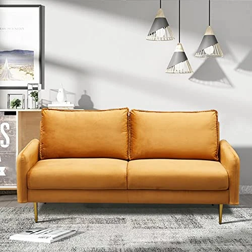 INSTORY Velvet Sofa Set Modern Sofa & Loveseat Set 2 Piece Tufted Couch Set With Metal Legs For Living Room, Office, Bedroom - Ginger 4 INSTORY Velvet Sofa Set Modern Sofa & Loveseat Set 2 Piece Tufted Couch Set With Metal Legs For Living Room, Office, Bedroom - Ginger - Image 2