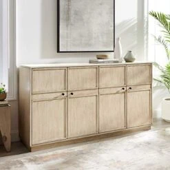 Walker Edison Alden Versatile 4 Door Framed-Storage-Sideboard, 62 Inch, Birch -Amazon Store 51PfAS7X8QL. AC