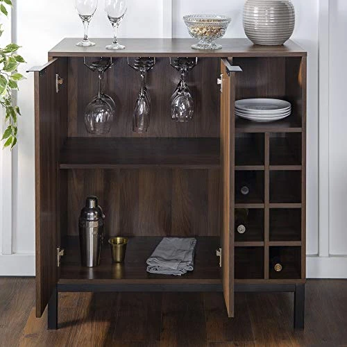 Walker Edison Mid-Century Modern Wood Kitchen Buffet Sideboard-Entryway Serving Storage Cabinet Doors-Dining Room Console, 34 Inch, Dark Walnut 5 Walker Edison Mid-Century Modern Wood Kitchen Buffet Sideboard-Entryway Serving Storage Cabinet Doors-Dining Room Console, 34 Inch, Dark Walnut - Image 3