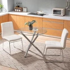Bacyion Round Glass Dining Table Set For 2 - PU Leather Modern Dining Room Table Set For Small Spaces 3 Pieces Kitchen Tempered Glass Table And Chairs For Home Kitchen Living Room (Black) 31 Bacyion Round Glass Dining Table Set For 2 - PU Leather Modern Dining Room Table Set For Small Spaces 3 Pieces Kitchen Tempered Glass Table And Chairs For Home Kitchen Living Room (Black) -Amazon Store 51PpuBfGFzL. AC
