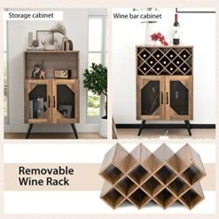Double Door Kitchen Storage Buffet Sideboard With Wine Rack And Glass Shelf Dining Cabinet -Amazon Store 51PuXTTuJUL