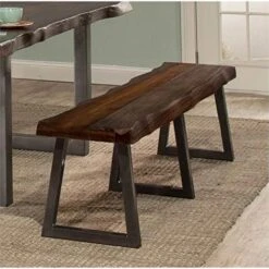 BOWERY HILL Industrial Wood/Metal Dining Bench In Gray/Natural -Amazon Store 51Pw94JTDaL