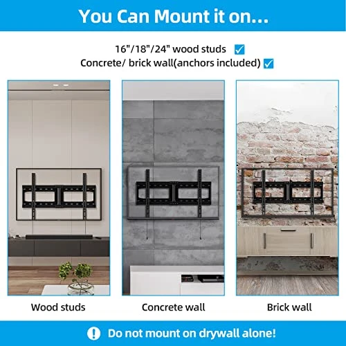 HOME VISION Fixed TV Wall Mount, Low Profile TV Mount For Most 32-75 Inch TVs, TV Wall Mount Bracket Max VESA 600X400mm Up To 165lbs Fits 16”-18”-24” Wood Studs, Quick Release Lock 8 HOME VISION Fixed TV Wall Mount, Low Profile TV Mount For Most 32-75 Inch TVs, TV Wall Mount Bracket Max VESA 600X400mm Up To 165lbs Fits 16”-18”-24” Wood Studs, Quick Release Lock - Image 6