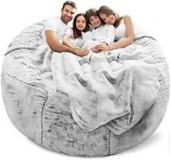 LapEasy Giant Bean Bag Chair Cover(Cover Only,No Filler),Oversized Round Soft Fluffy PV Velvet Washable Lazy Sofa Bean Bag Bed Cover For Adults, Living Room Bedroom Furniture Outside Cover(Drak Grey) -Amazon Store 51PycKSkUIL. AC