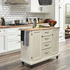 BOWERY HILL Traditional Wood Kitchen Cart In White -Amazon Store 51Q3EAhN1dS