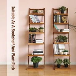 HYNAWIN Book Shelf 6-Tier Ladder Shelf-Plant Stand Storage Organizer,Bookcase Display Shelf,Standing Wooden Shelves For Living Room, Home Office, Rustic Brown 18 HYNAWIN Book Shelf 6-Tier Ladder Shelf-Plant Stand Storage Organizer,Bookcase Display Shelf,Standing Wooden Shelves For Living Room, Home Office, Rustic Brown -Amazon Store 51Q4Lc8qJbS