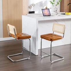 ONEVOG Island Rattan Chairs, Faux Leathe Seating Kitchen Counter Height (24 Inch) Bastool With Sturdy Frame Chrome Legs, Dining Room Home Kitchen Stools Set Of 2 (Brown) 16 ONEVOG Island Rattan Chairs, Faux Leathe Seating Kitchen Counter Height (24 Inch) Bastool With Sturdy Frame Chrome Legs, Dining Room Home Kitchen Stools Set Of 2 (Brown) -Amazon Store 51Q6uFzrFFL