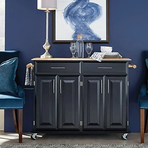 Homestyles Kitchen Cart With Storage Dolly Madison, 48.25 Inches Wide, Black 4 Homestyles Kitchen Cart With Storage Dolly Madison, 48.25 Inches Wide, Black - Image 2