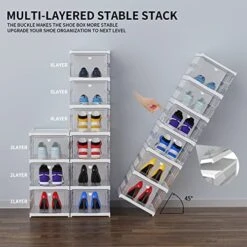 TIDYAVE Shoe Storage Boxes, Assembly-Free Clear Solid Plastic 3 Tier Foldable Shoe Organizer Bins For Closet Space Saving Stackable Shoe Rack Sneaker Container Holder (13.58”x 10.03”x 7.79”) 9 TIDYAVE Shoe Storage Boxes, Assembly-Free Clear Solid Plastic 3 Tier Foldable Shoe Organizer Bins For Closet Space Saving Stackable Shoe Rack Sneaker Container Holder (13.58”x 10.03”x 7.79”) -Amazon Store 51QEFACEPWL