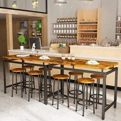 MIERES Dining Table Set For 4, Wood Kitchen Table And Chairs For 4, 5 Pieces Bar Table And Chairs Set, Industrial Bar Height Table With 4 Stools For Home Bar,Living Room,Breakfast Nook,Rustic Brown -Amazon Store 51QJgLfjnLL