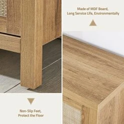 SICOTAS Sideboard Buffet Rattan Storage Cabinet - Farmhouse Kitchen Cabinet With Rattan Decorated Doors - Boho Accent Liquor Coffee Bar Cabinet - Cupboard Console Table For Dining Room Bar - Natural 11 SICOTAS Sideboard Buffet Rattan Storage Cabinet - Farmhouse Kitchen Cabinet With Rattan Decorated Doors - Boho Accent Liquor Coffee Bar Cabinet - Cupboard Console Table For Dining Room Bar - Natural -Amazon Store 51QScwbIWxL