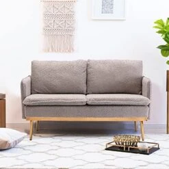 SSLine Velvet Loveseat Sofa,64inch Modern Futon Couch Sofa Couch With 2 Pillows And Rose Gold Metal Feet,Upholstered Accent Sofa Folding Sofa Bed For Living Room Bedroom(Lights Blue, Type-2) -Amazon Store 51QW8z hJXL. AC