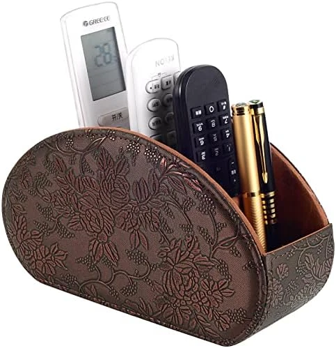 Leather Remote Control Holder With 5 Compartments TV Remote Caddy Storage Box/Tray,Desktop Organizer Store Controller,Glasses,Brush,Media Player,Pen,Space Saver For Bedside Table/Office Desk(Black) 11 Leather Remote Control Holder With 5 Compartments TV Remote Caddy Storage Box/Tray,Desktop Organizer Store Controller,Glasses,Brush,Media Player,Pen,Space Saver For Bedside Table/Office Desk(Black) - Image 9