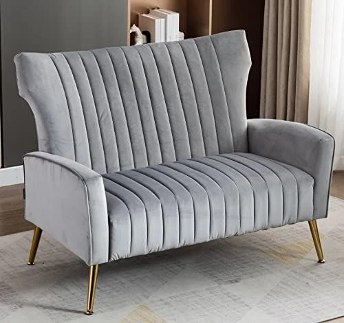 Artechworks Curved Tufted Accent Chair With Metal Gold Legs Velvet Upholstered Arm Club Leisure Modern Chair For Living Room Bedroom Patio, Caramel Color, Orange 9 Artechworks Curved Tufted Accent Chair With Metal Gold Legs Velvet Upholstered Arm Club Leisure Modern Chair For Living Room Bedroom Patio, Caramel Color, Orange - Image 7