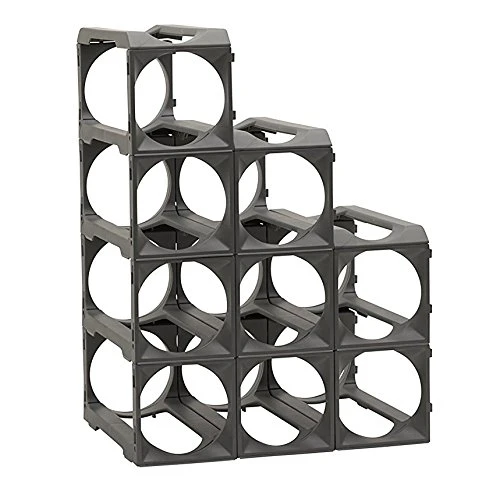 Stackable Modular Wine Rack - 12 Bottle Set (9 Modules, 3 Top Plates) Silver. Store Up To 12 Bottles. Great For Organizing And Creating Storage Space. By Stakrax 3 Stackable Modular Wine Rack - 12 Bottle Set (9 Modules, 3 Top Plates) Silver. Store Up To 12 Bottles. Great For Organizing And Creating Storage Space. By Stakrax